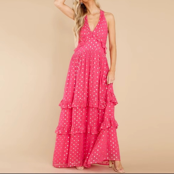 En Crème Pink And Gold Maxi Dress - Picture 1 of 10